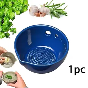 Herb Stripper , Garlic Grater Bowl: Handmade Garlic Grater Plate Herb Bowl, 5 Hole Sizes Efficient Stripping Dish With Drainage Port, Multi-functional Kitchen Gadgets, Kitchen Utensils Tools