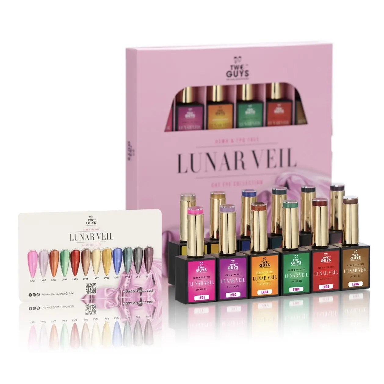 2GUYS NAIL LUNAR VEIL - HEMA & TPO FREE CAT EYE COLLECTION + FREE COLOR CHART & MAGNET