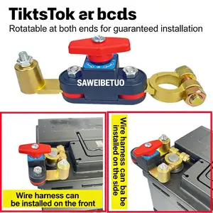 Heavy Duty Car Battery Disconnect Switch – Pure Copper Battery Kill Switch Terminal Clamp | Anti-Leakage Power Cut-Off Protector, Prevent Battery Drain for Cars, Trucks, RV, Marine | Quick Install