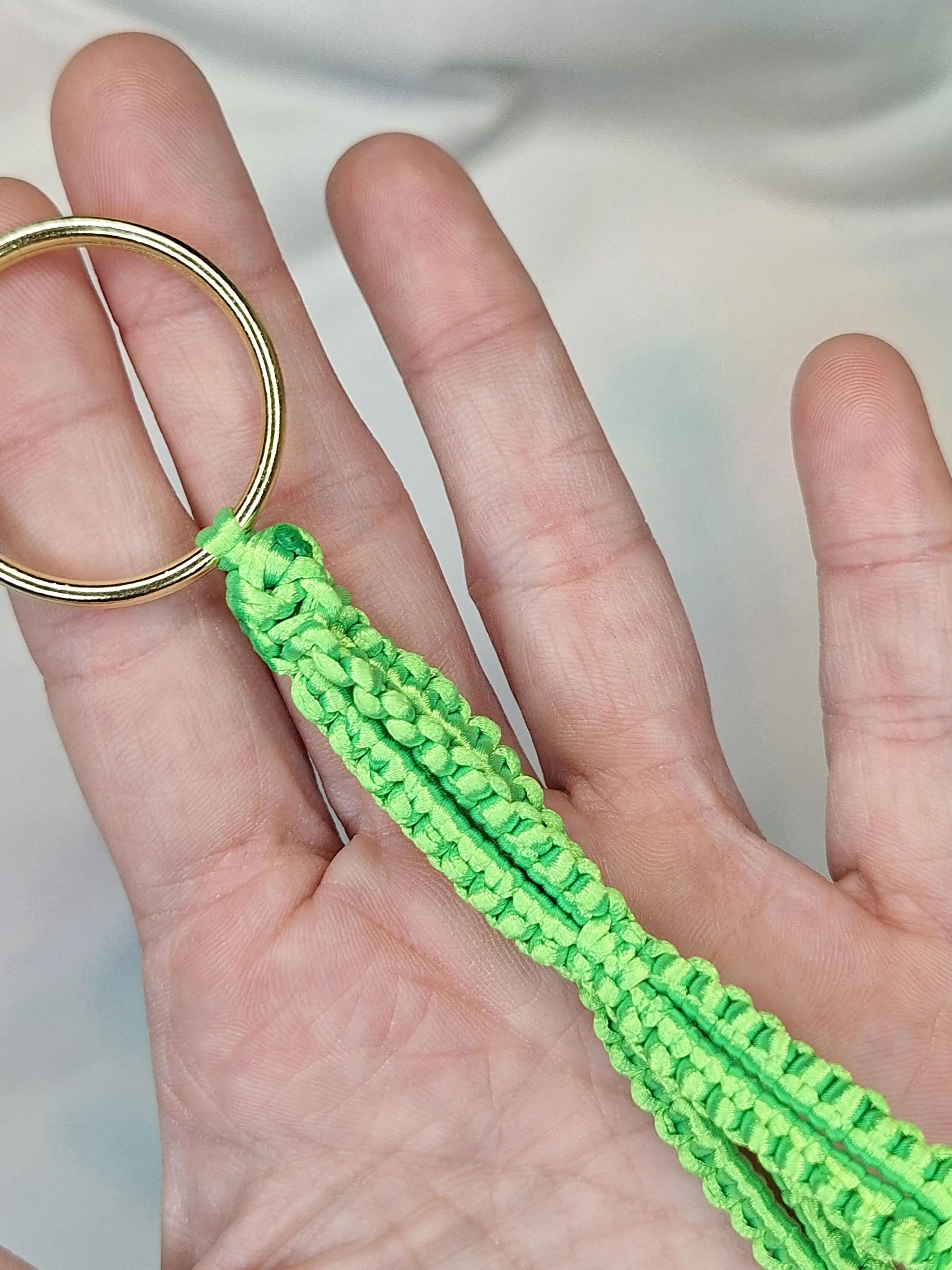 Handmade Macrame Keychain - Vibrant Green Braided Design