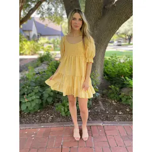 Smocked Puff Sleeve Dress