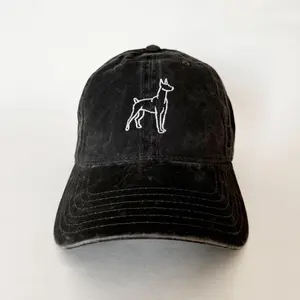 Doberman Outline hat dog cap dog mom hat dad hat dad baseball cap Washed Cotton Cap