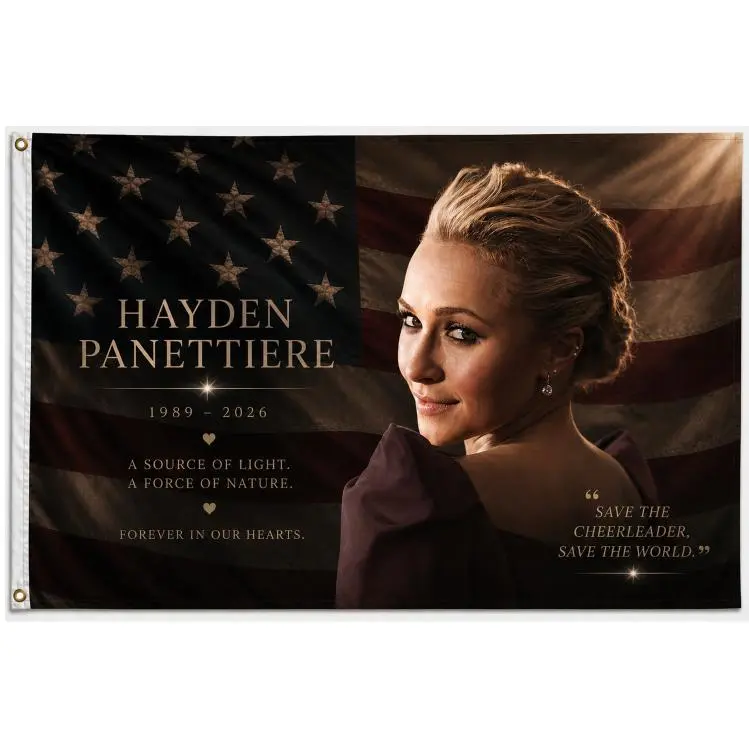 Hayden Panettiere Forever in Our Hearts Tribute Flag, Remembering Her Light & Talent, Fan Keepsake Memorial Banner, Timeless Legacy & Cherished Memories Wall Decor