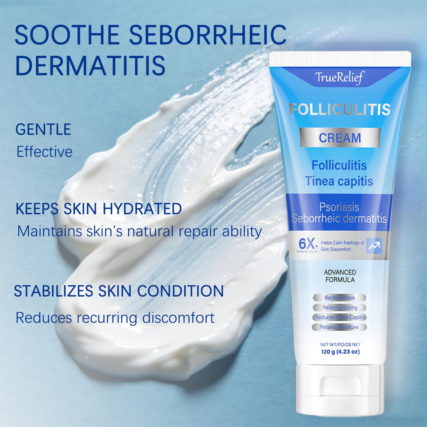 TrueRelief Folliculitis Soothing Cream, Organic Hair Follicle Care for Scalp Face Body, Targeted Folliculitis Relief, Soothes Irritated Skin & Follicles, Natural Organic Ingredients, Gentle Daily Care, Non-Greasy, 120g