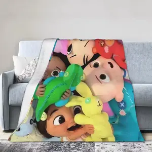 Cocumelon Plush Flannel Blanket - Large 150x200cm All-Season Throw with Cute Cartoon Characters for Couch, Bed