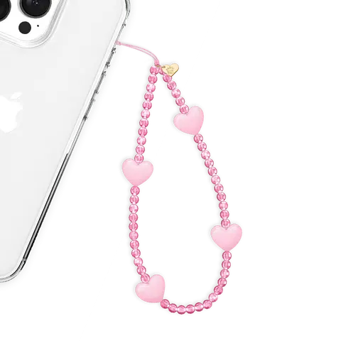 Velvet Caviar Pink Heart Handmade Charm Cellphone Strap - Premium Personalized Mobile Accessory with Loop Attach, Durable for Daily Use, Bold Stylish Cute Phone Accessory, Gift-Ready Cute Item for Birthdays Any Occasion