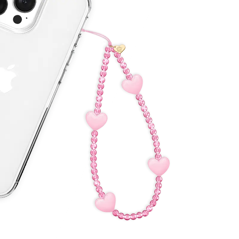 Velvet Caviar Pink Heart Handmade Charm Cellphone Strap - Premium Personalized Mobile Accessory with Loop Attach, Durable for Daily Use, Bold Stylish Cute Phone Accessory, Gift-Ready Cute Item for Birthdays Any Occasion