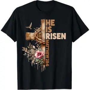 He is Risen Jesus Christian Religious Easter Men Women Girl T-Shirt