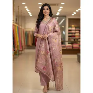 Peach Shimmer Straight Kurti Set