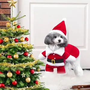 Pet Dog Christmas Costumes Suit Warm Coat Santa Claus Dog Hoodies Xmas Apparel