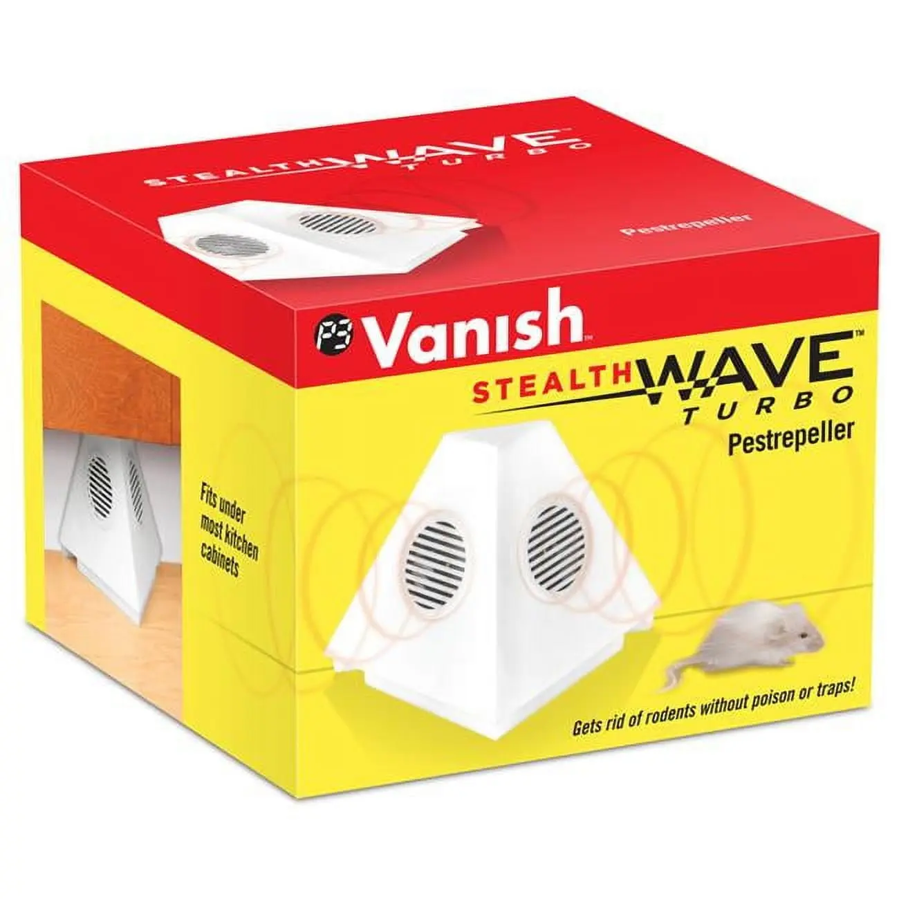 Vanish 7003998 Stealth Wave Turbo Plug-In Electronic Pest Repeller, 110V, 5000 Sq Ft Coverage, Automatic Wave Variation for Effective Rodent Repelling