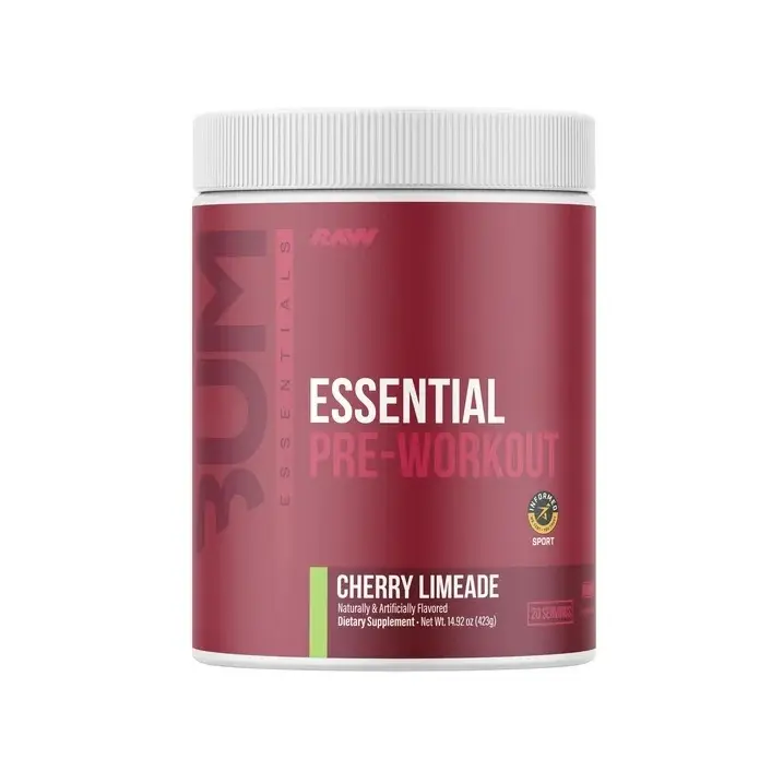 RAW Nutrition Essential Pre-Workout Dietary Fitness Supplement Powder - Cherry Limeade Flavor - 20 Servings - 14.92 oz (423 g)