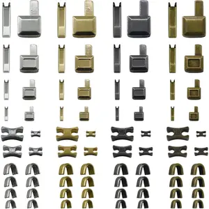 80 count Metal Insertion Pin Set Zipper Repair Kit Latch Slider Retainer, Zipper Sewing Accessories Open-End Bottom Top Stops for Jacket, Coat, Backpack, Handbag, Jeans, 4 Sizes