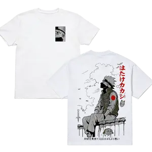 Hatake Kakashi - Naruto Crew Neck Short Sleeve Anime Graphic Double-Printed Cotton T-Shirt Unisex Breathable Streatwear Casual Pure Color Tee