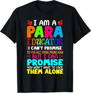 100% Cotton Para Teacher Paraprofessional Heart Care Back To School T-Shirt