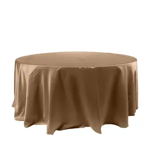 Satin 120" Round Tablecloth Taupe - Stylish Seamless Table Cover