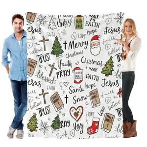 Super Soft Christian Bible Jesus Throw Blanket Premium Fleece Lightweight Cozy Warm Blankets for Bedroom & Living Room Decoration 80x60 Inches Christmas gifts