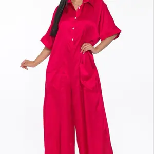 Wide Leg Button-Down Jumpsuit