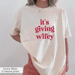 Comfort Colors Its Giving Wifey T-Shirt, Bride to Be Shirt, Newlywed Tee, Engagement Gift, Honeymoon Outfit, Wedding Day TShirt, Wifey Vibes, Bride