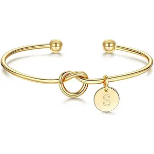 Bridesmaid Proposal Gifts, Tie the Love Knot Bridesmaid Bracelet with 26 Initials Bridesmaids Gifts for Wedding with Box, Cards