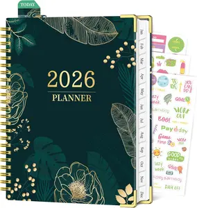 Planner 2026 Weekly and Monthly Planner from Jan 2026  Dec 2026 6.5" x 8.8" A5 Academic planners with Tabs Spiral Hardcover Calendar Agenda for College & Office Green