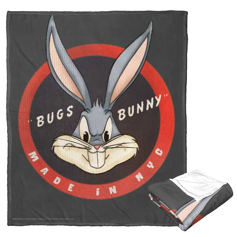 Warner Bros. Looney Tunes Bugs Bunny Logo Silk Touch Throw Blanket, 50x60 In, Made in NY - Whimsical Home Decor for Home, Room & House Decor, Room Decor, Cartoon Charm