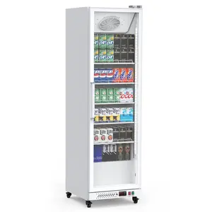 GARVEE Commercial Display Refrigerator, 12.4 Cu.Ft. Beverage Refrigerator Glass Door Beverage Cooler, Upright Merchandiser Cooler Display Fridge with LED Light and Adjustable Shelves