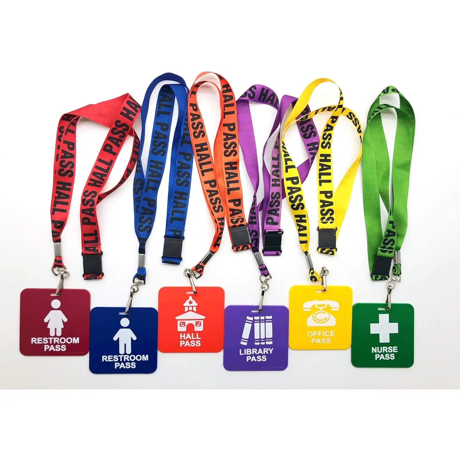 Hall Pass Lanyards and School Passes Set of 6