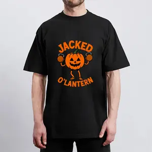 Lightweight Breathable Jacked O'Lantern Pumpkin T-Shirt Oversized Streetwear Tee Funny Summer Workout Top for Menswear