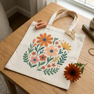 Vintage Wildflower Tote Bag, Aesthetic Floral Canvas Tote, Cute Botanical Flower Bag, Cottagecore Tote, Nature Inspired Gift for Her