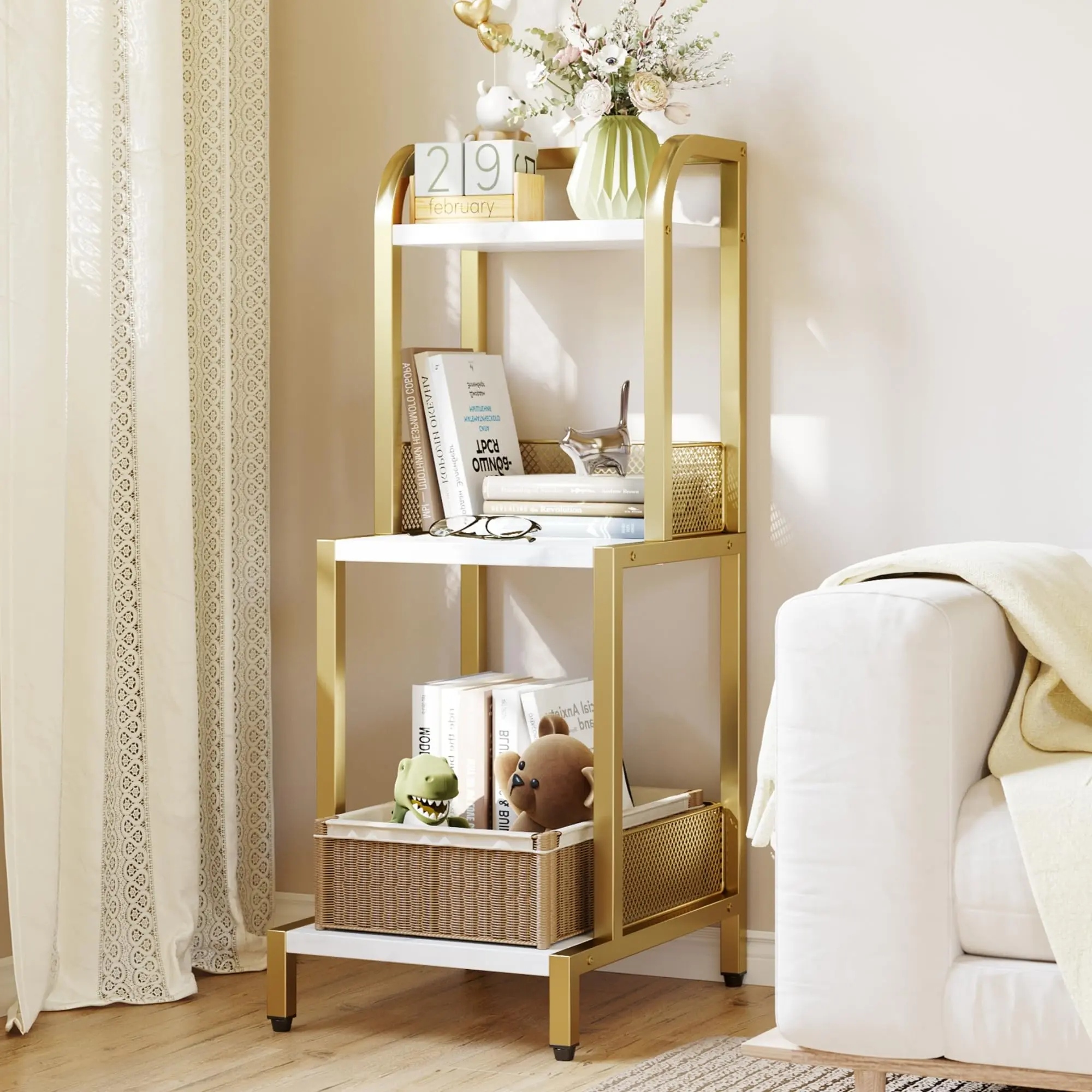 GARVEE3 Tier Gold Ladder Shelf - Versatile Small Bathroom