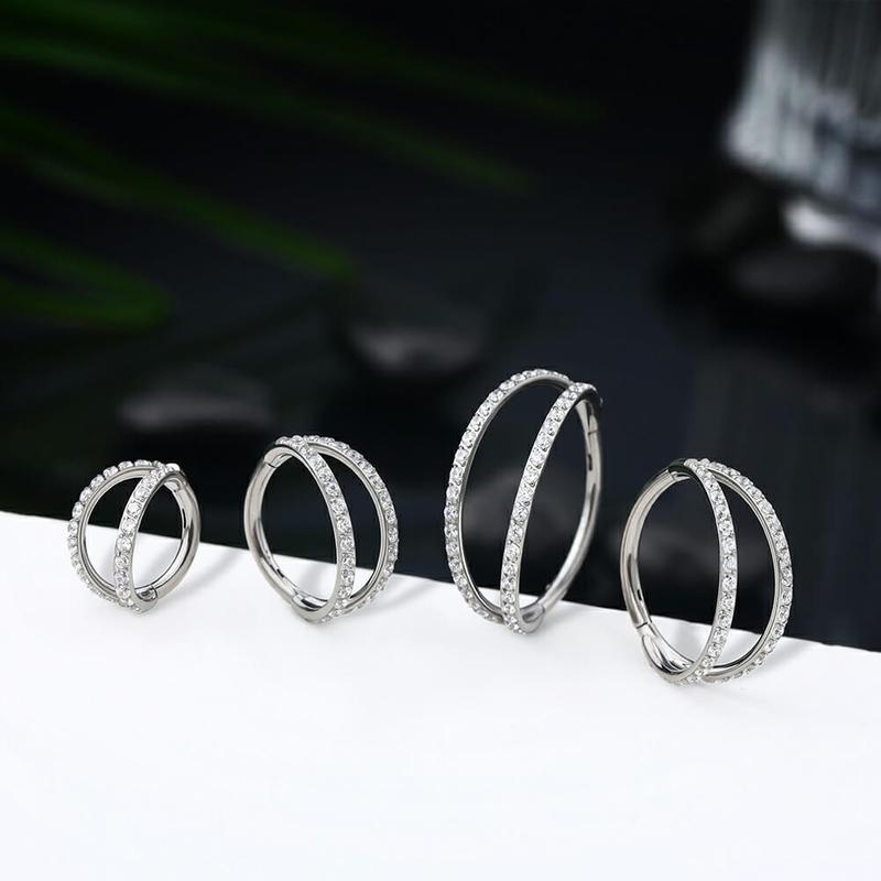 Oufer Titanium 18G Double Nose Hoop Ring Hinged Segment