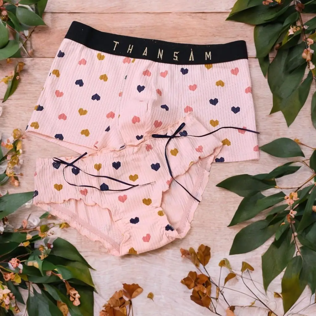 Combo 3 TYMMY White, Pink, Black Couple Briefs Set, Matching Couples Underwear, Gift For Couple Anniversary, Cotton Underwear For Him And Her
