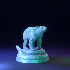 Polar Bear with Girl 3D Miniature – Dragon Trappers Lodge | 32mm Resin Fantasy