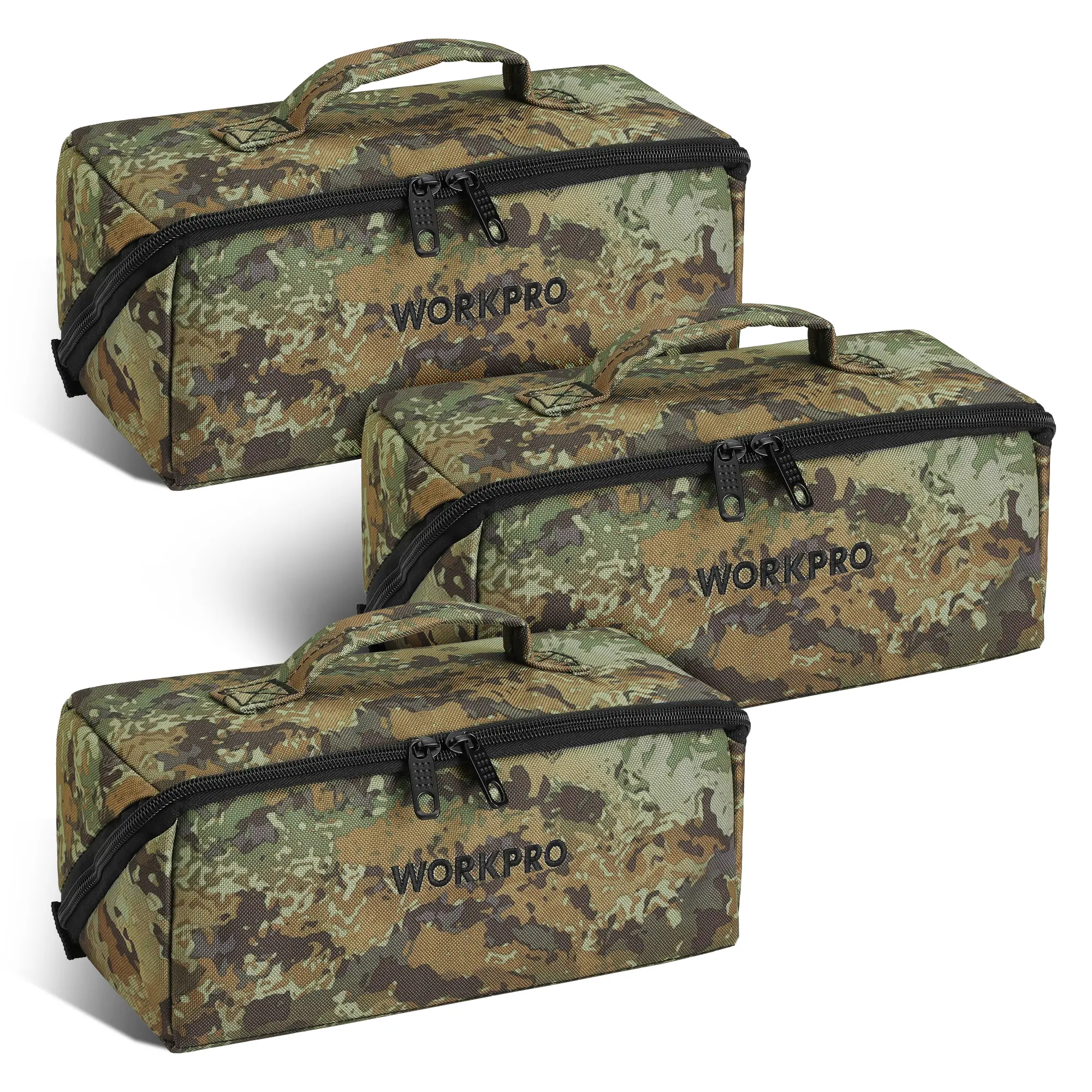 #BacktoSchool WORKPRO 10" Tool Bags, 3 Pack Zipper Tool Pouch with Wide Mouth Design | 1680D Oxford Fabric, Wide Mouth Design, Dual Zipper, Reinforced Stitching, Carry Handle, Multi-Purpose Storage Pouch