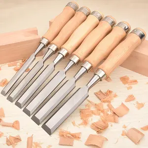 NANWEI Six-piece Woodworking Chisel Set, 6-20mm Chrome Vanadium Steel Flat Carving Chisels with Wooden Handles Suitable for Carpentry Operations, Woodworking Tool And Accessorie, Woodworking Accessorie, Woodworking Tool Set, Woodworking Chisel,