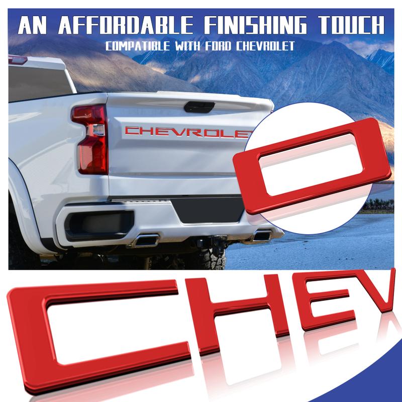 3D tailgate letters decal exterior accessories Compatible with 2019 2020 2021 2022 2023 2024 2025 Chevrolet Silverado 1500 2500Red Models Accessories ABS Plastic Anti Fade Coating Red