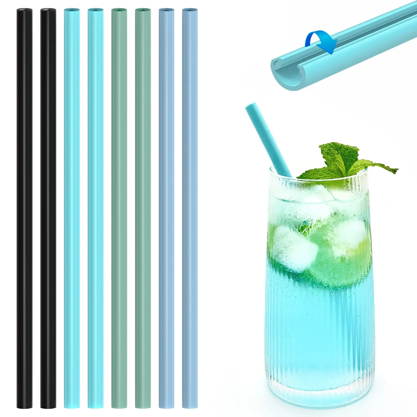 HAPPY CREATE Reusable Silicone Washable Softy Drinking Straws in Snap Straw-O...