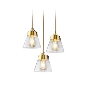 Three-headed transparent glass chandelier - adjustable length