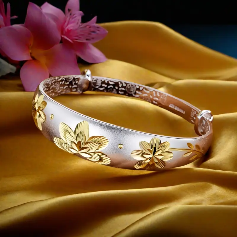 Women's 999 Silver Cuff Bracelet, Vintage Engraved Open Cuff, Elegant Gift-Ready Fashion Jewelry for Mother's Day, Mother's Day Gift, Adults, All Seasons, Bangle, Daily, Female, St. Patrick's Day