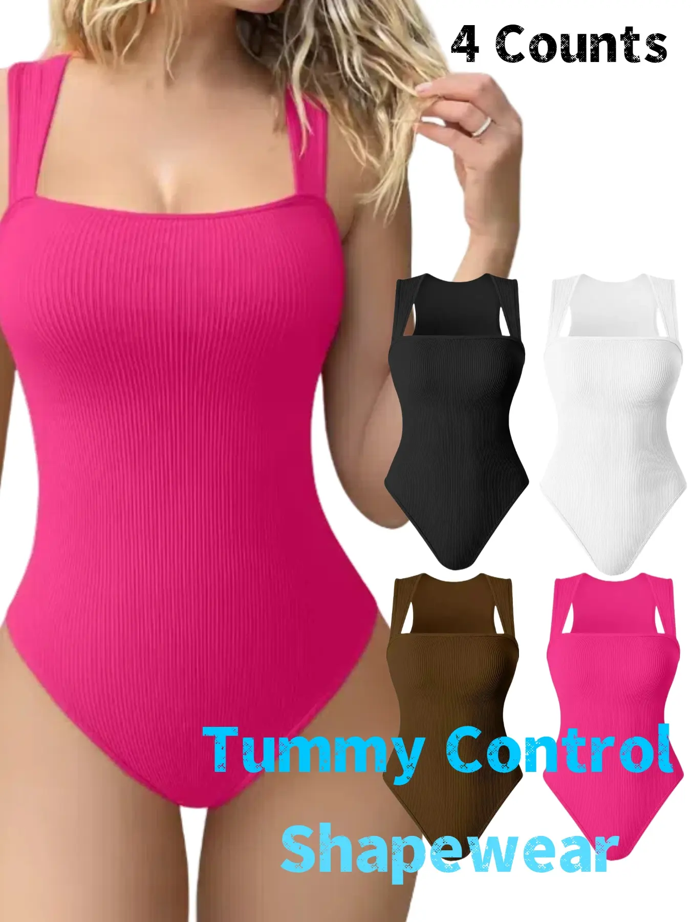 Women's Shapewear Bodysuit, High Waisted Shapewear, Comfortable Casual Tummy Control & Butt Lifting, Daily Wear Compression Shirt, Knitted Slimming Fitness，Women's Seamless Shapewear Straps, Tummy Control Girdle