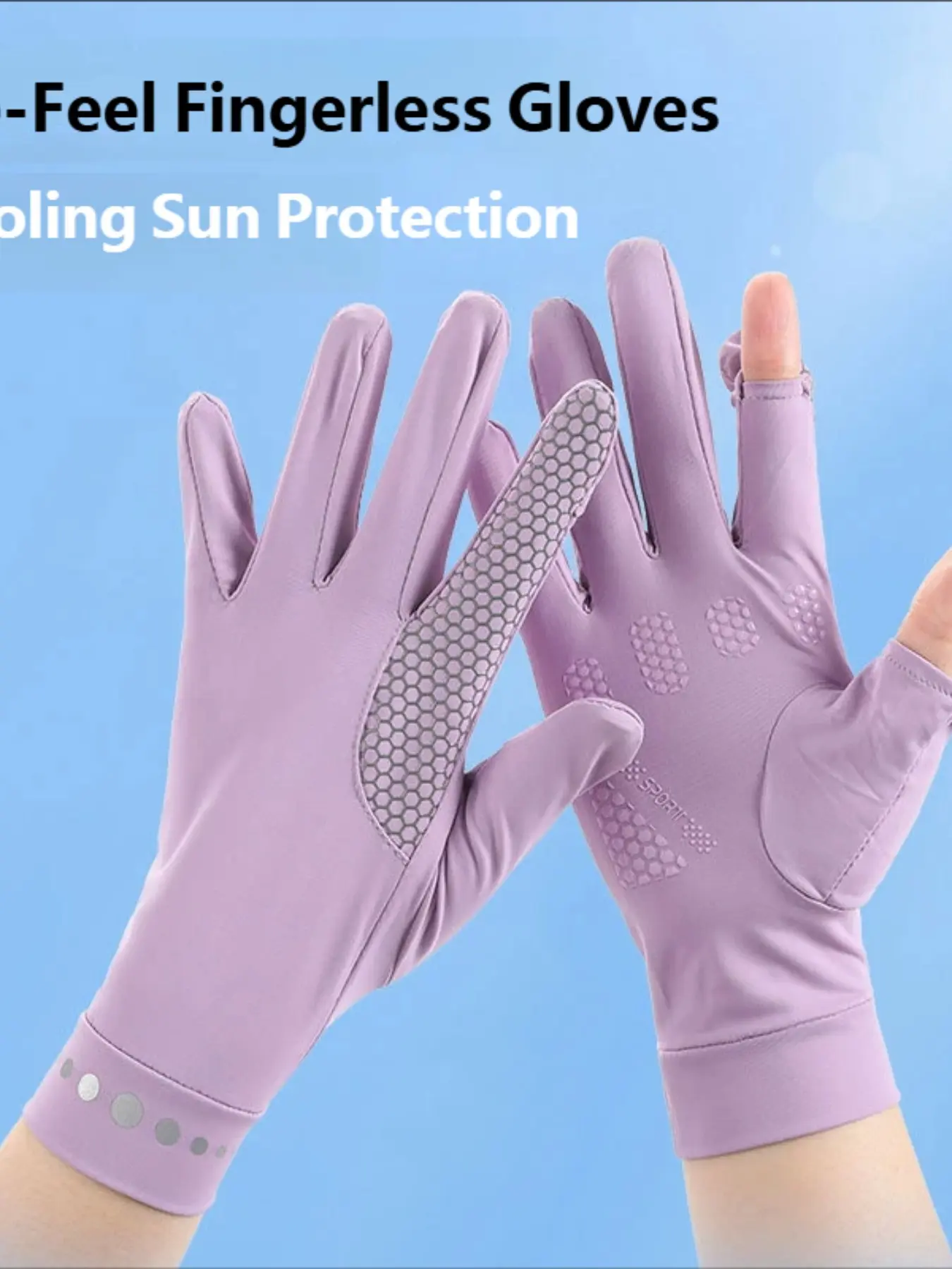 Women's Upf50+ Sun Protection Fingerless Gloves, Multicolor Nylon UV-Resistant Anti-Slip Ice Touch, Breathable & Durable Design