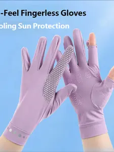 Women's Upf50+ Sun Protection Gloves, Multicolor Nylon UV-Resistant Anti-Slip Ice Touch, Breathable & Durable Design