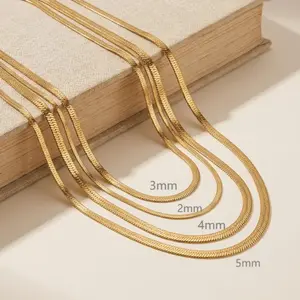 2mm 3mm 4mm 5mm Minimalist Snake Chain Necklace Choker Stainless Steel Herringbone Gold Color Jewelry For Women and Men s