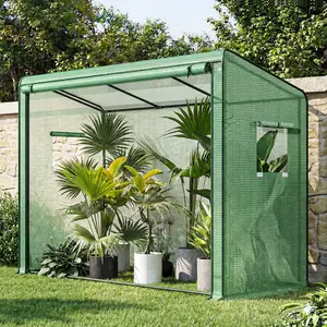 Bamworld Lean to Greenhouse for Outdoors Portable Walk-in with PE Cover Tall Plastic for Outside with Roll-Up Zippered Door Plants Growing Shed for Backyard 79x31x59