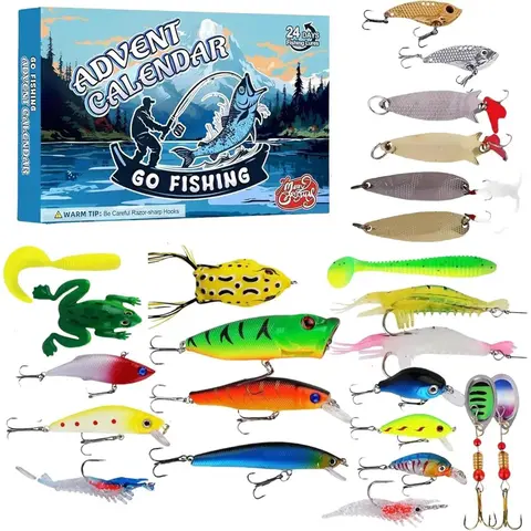2026 Fishing Lure Advent Calendar - 24-Day Christmas Countdown Fish Tackle Set with High-Quality Lifelike Lures, Diverse Selection, Exceptional Performance, Accessories, Top Water Lures, Xmas Fishing Gift for Fisherman Adult Men Teen Boys