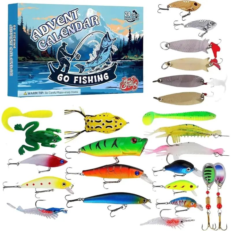 2026 Fishing Lure Advent Calendar - 24-Day Christmas Countdown Fish Tackle Set with High-Quality Lifelike Lures, Diverse Selection, Exceptional Performance, Accessories, Top Water Lures, Xmas Fishing Gift for Fisherman Adult Men Teen Boys
