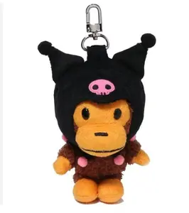 Bape x Kuromi Plush Doll Keychain Sanrio Black