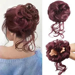 Messy Bun Hair Piece Curly Fake Hair Bun Scrunchies Extensions Synthetic Chignon Updo Hairpieces for Women 99J 50g