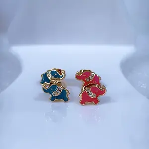 Elephant Design Stud Earrings #0561 18k Laminated Gold Hypoallergenic 3 Layers Protection Daily Use
